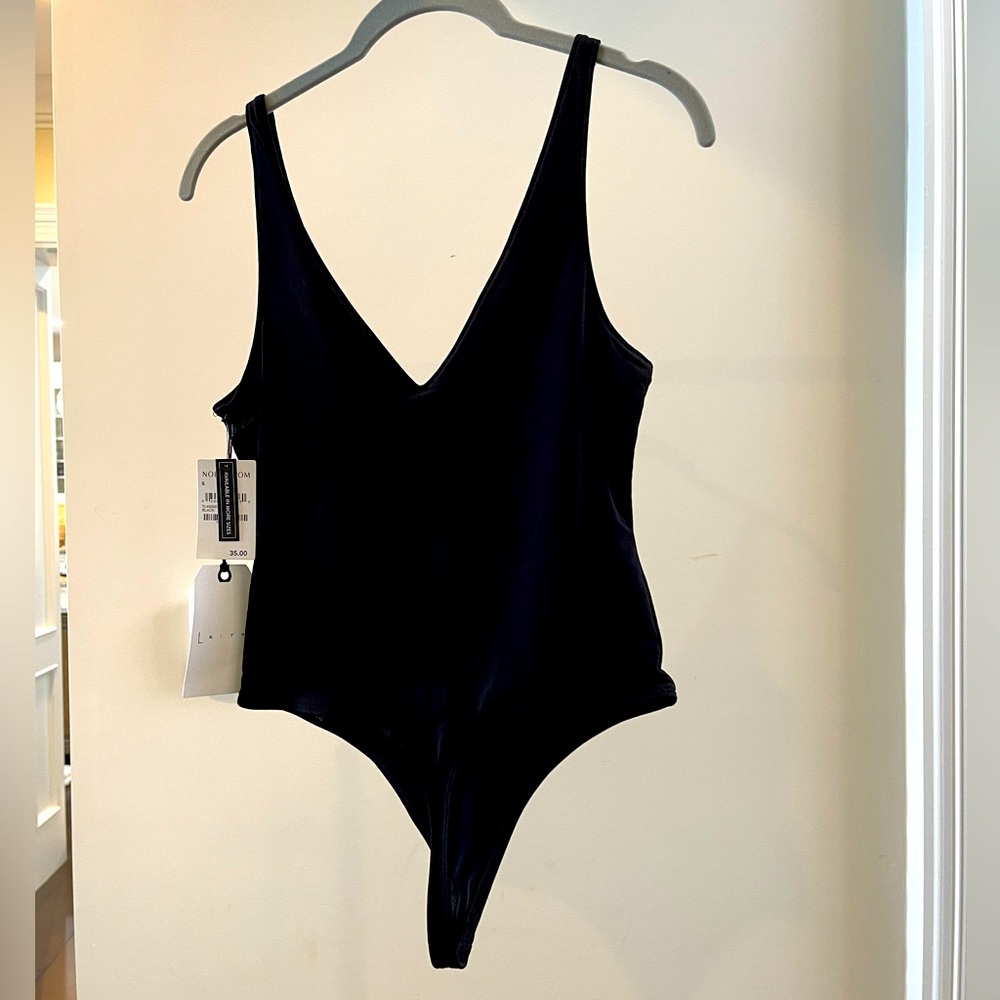 Leith Double Deep V Neck Bodysuit NWT